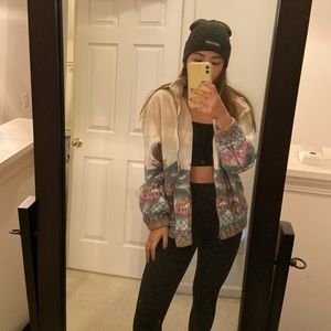 winter wonderland graphic fuzzy jacket